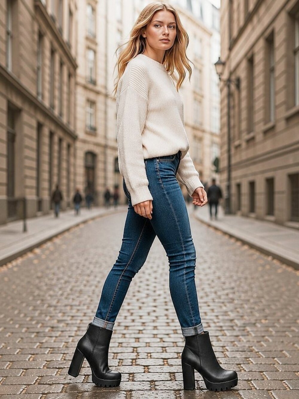 Wild Diva Veronica-24 Chunky Heel Platform Lug Sole Back Zip High Ankle Boots - Picture 7 of 7